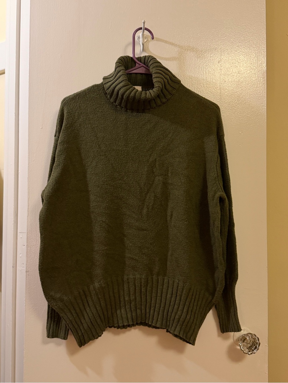 a new day Olive Green Ribbed Turtleneck Sweater